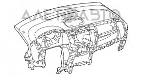 Panoul frontal al torpedo-ului fără AIRBAG pentru Fiat 500L 14-17 pre-restilizare, negru cu inserții grafit, fără capace