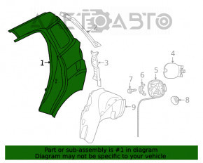 Aripa spate dreapta Fiat 500L 14- albastru PBR