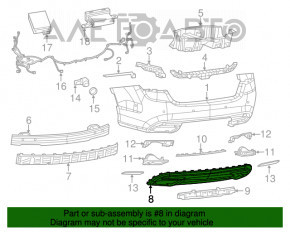 Capacul de bara spate Chrysler 200 15-17 pentru 2 tevi, suport rupt.