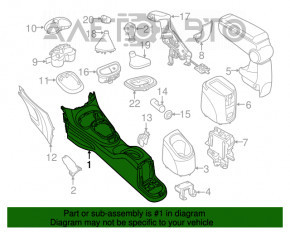 Consola centrală Fiat 500L 14- fără cotier, cu priză, neagră, zgârieturi