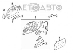 Oglindă laterală dreapta Audi A4 B8 08-16, 6 pini, semnalizator, gri.