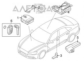 Cheie Audi A4 B8 08-16 inteligentă cu 4 butoane, inserții cromate, zgârieturi