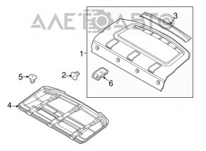 Полка задняя Ford Focus mk3 11-18 4d черн тип 2, нет креплений, нет заглушек