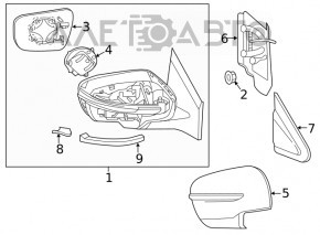 Oglindă laterală stângă Nissan Murano z52 15- semnalizator, încălzire, cameră