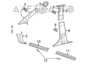 Capac prag fata stanga Dodge Journey 11- negru, zgarieturi