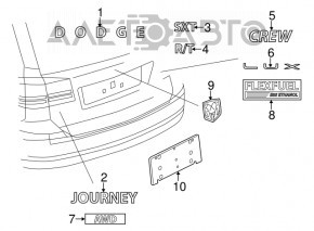 Emblema cu inscripția JOURNEY de pe ușa portbagajului Dodge Journey 11 - tip 2.