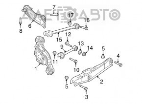 Bara de reglare a camberului, spate, stânga, sus, Dodge Journey 11-