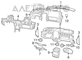 Torpedo panou frontal fără AIRBAG Jeep Patriot 11-17 negru, crom util