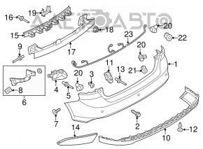 Buza bara spate Ford Focus mk3 15-18 restilizat 5 uși, suporturile sunt rupte.