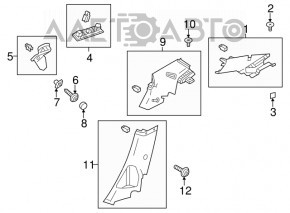 Capacul spate al barei inferioare dreapta Ford Focus mk3 11-18 4d negru, zgârieturi