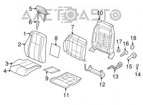 Водительское сидение Jeep Compass 11-16 без airbag, тряпка черн