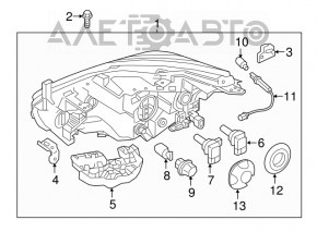 Фара передняя правая Nissan Murano z52 15-18 голая дорест галоген, светлая