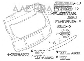 Эмблема значок двери багажника Nissan Murano z52 15-