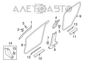 Decorat prag exterior dreapta fata Nissan Murano z52 15- crom, fisura in fixare, uzat