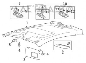 Acoperirea plafonului pentru Ford Fiesta 11-19 fără plafon panoramic, pentru a fi tapițat.