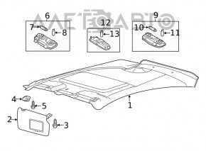 Plafonul de iluminare frontal pentru Ford Fiesta 11-19, gri, sub trapă.