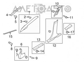 Capac prag fata stanga Ford Fiesta 11-19, neagra, crapatura in fixare