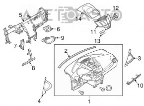 Torpedo cu airbag frontal pentru Ford Fiesta 11-19, negru