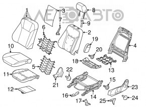 Scaun șofer Ford Fiesta 11-19 fără airbag, manual, material textil negru, fără o manetă de reglare