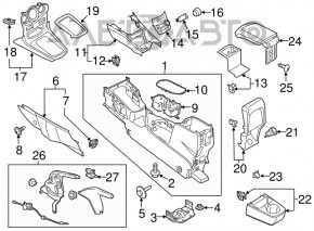 Консоль центральная подлокотник и подстаканники Ford Fiesta 11-19 черн