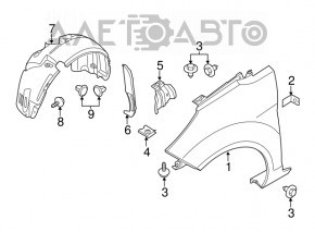 Aripa față stânga Ford Fiesta 11-19 fără capac protecție prag, roșu PQ