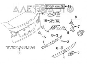 Moldura capacului portbagajului Ford Fiesta 11-19 4 uși fără emblemă