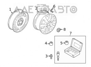 Roată de 16 inch pentru VW Jetta 19 - tip 1, cu o bordură ușoară.