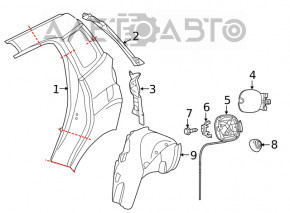 Aripa spate dreapta Fiat 500L 14- albastru PBR