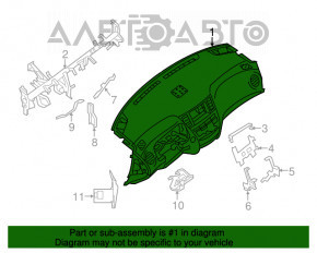 Torpedo fără airbag pentru panoul frontal Nissan Pathfinder 13-20, bej, zgârieturi, lovituri.