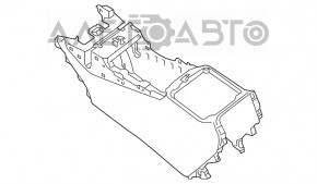 Consola centrală cu cotieră pentru Nissan Pathfinder 13-20, piele bej, zgârieturi, crăpături.