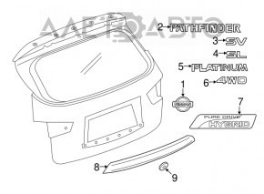 Эмблема значок "NISSAN" двери багажника Nissan Pathfinder 13-20 сломаны направляйки