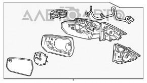 Oglindă laterală stângă Chevrolet Malibu 16-18, 7 pini, încălzire, semnalizare, grafit