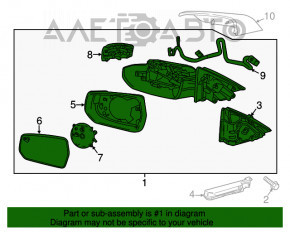 Зеркало боковое левое Chevrolet Malibu 16-18 7 пинов, подогрев, поворотник, графит