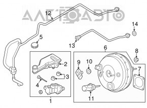 Cilindrul principal de frână cu rezervor pentru lichid de frână Ford Fusion mk5 13-20 hibrid, plug-in, cu capac