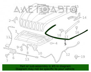 Уплотнитель капота Jeep Cherokee KL 14-18