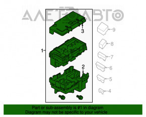 Blocul de siguranțe sub capotă pentru Jeep Cherokee KL 14-18 2.4, fără carcasă.