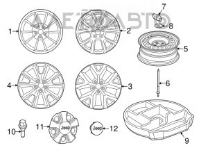 Set de jante R18 4 bucăți pentru Jeep Cherokee KL 14-18 tip 1 crom