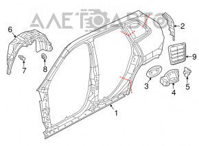 Aripa spate dreapta Jeep Cherokee KL 14-18 are fixările rupte