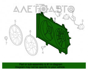 Difuzorul capacului radiatorului gol Toyota Highlander 14-19 3.5 pentru motoarele mici