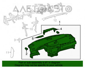 Panoul frontal gol al torpedo-ului Lexus ES300h ES350 13-18 negru.