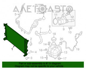 Radiatorul de răcire a apei pentru Jeep Cherokee KL 14-18 2.4, 3.2, pentru 2 motoare, carcasă spartă, lipsesc suporturile