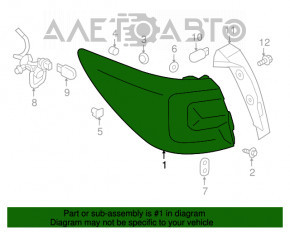 Lampa exterioară aripă stângă Subaru Outback 15-19 cu ciobitură la colț.