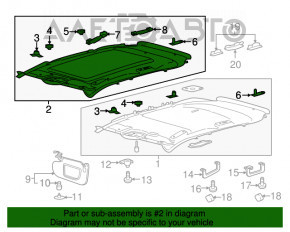 Acoperirea tavanului pentru Ford Edge 15- gri sub panoramă.