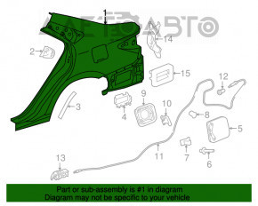 Aripa spate dreapta a un sfert Toyota Camry v55 15-17 SUA