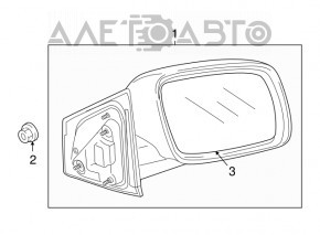 Зеркало боковое левое Dodge Journey 11- 5 пинов, подогрев, серебро PS2