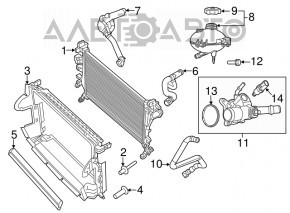 Grila radiatorului de racire a Jeep Renegade 15-18, 2.4, cu rama, suport rupt