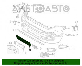 Grila inferioară a bara de protecție față centrală Jeep Renegade 15-18, nouă, neoriginală.