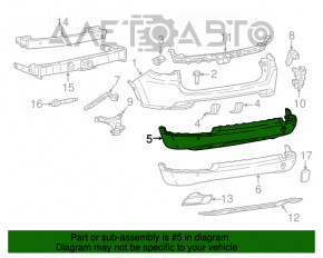 Бампер задний голый нижняя часть Jeep Compass 17- под парктроники, структура