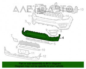 Bara față goală partea de jos Jeep Compass 17- structură, îndoită, prindere ruptă, zgârieturi, fisuri.