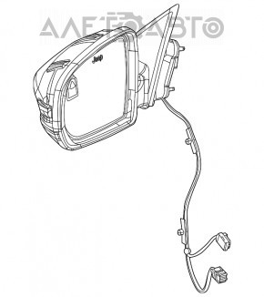 Зеркало боковое правое Jeep Compass 17- 3+4 пинов, BSM, подогрев, чёрное
